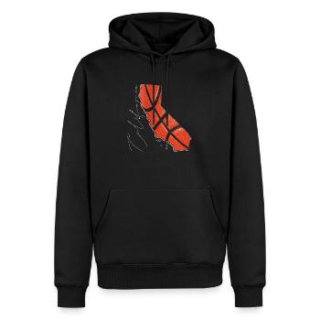 California (USA) | echter Basketball | Landkarte S - Männer Premium Bio Hoodie - Schwarz - Vorne - Nico (187cm)