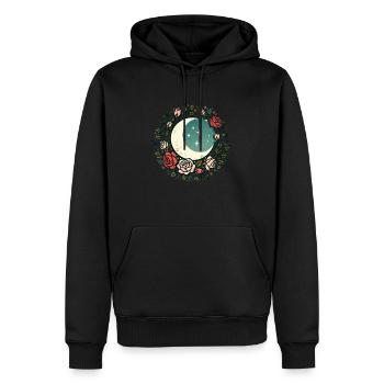 Roses en croissant de lune - Sweat à capuche Premium bio Homme - noir - Devant - Nico (187cm)