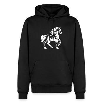 Sabot levé - Cheval puissant en laisse solide - Sweat à capuche Premium bio Homme - noir - Devant - Nico (187cm)