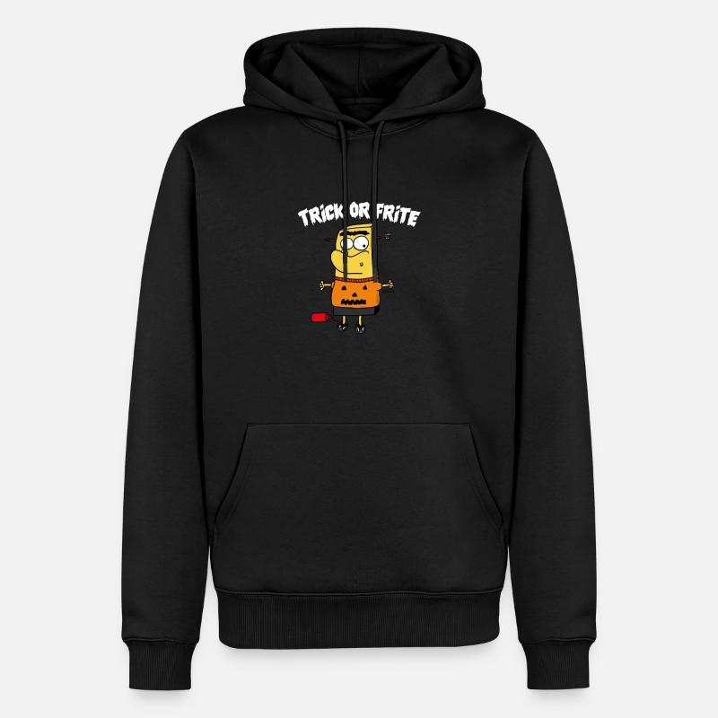 TRICK ODER POMMES WEISS - Männer Premium Bio Hoodie - Schwarz
