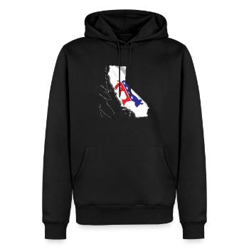 Democrat Flag in California State Landkarte CA - Männer Premium Bio Hoodie - Schwarz - Vorne - Nico (187cm)