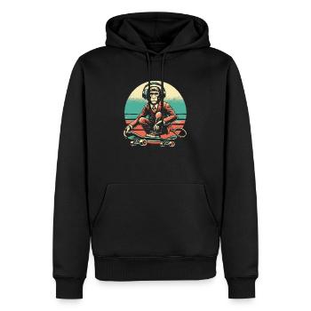 Skateur Singe Rétro - Sweat à capuche Premium bio Homme - noir - Devant - Nico (187cm)