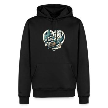 Escargot cottagecore et muguet - Sweat à capuche Premium bio Homme - noir - Devant - Nico (187cm)