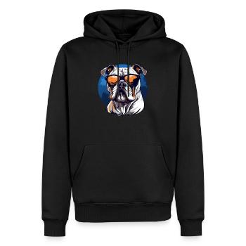 Old english Bulldog mit Sonnenbrille - Männer Premium Bio Hoodie - Schwarz - Vorne - Nico (187cm)