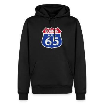 Geboren im Juli 1965 - Männer Premium Bio Hoodie - Schwarz - Vorne - Nico (187cm)