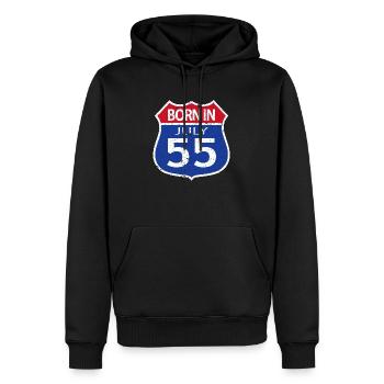 Geboren im Juli 1955 - Männer Premium Bio Hoodie - Schwarz - Vorne - Nico (187cm)