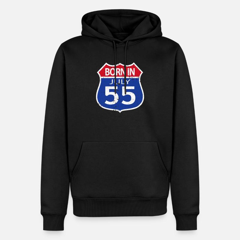 Né(e) en Juillet 1955 - Sweat à capuche Premium bio Homme - noir