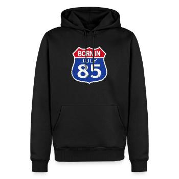 Geboren im Juli 1985 - Männer Premium Bio Hoodie - Schwarz - Vorne - Nico (187cm)