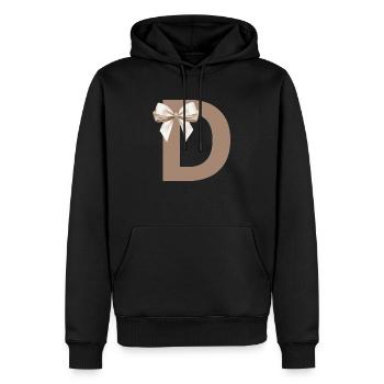 Lettre D Nœud - Sweat à capuche Premium bio Homme - noir - Devant - Nico (187cm)