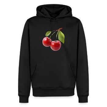 Cerises - Sweat à capuche Premium bio Homme - noir - Devant - Nico (187cm)