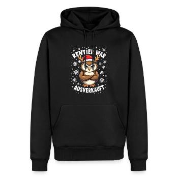 Eule Rentier war ausverkauft - Männer Premium Bio Hoodie - Schwarz - Vorne - Nico (187cm)