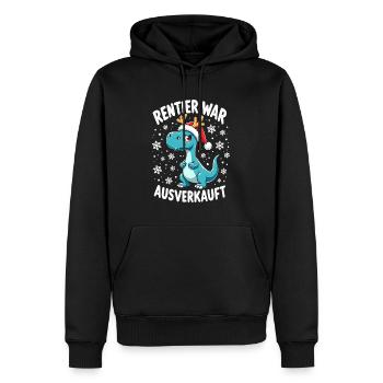 Dino Rentier war ausverkauft - Männer Premium Bio Hoodie - Schwarz - Vorne - Nico (187cm)