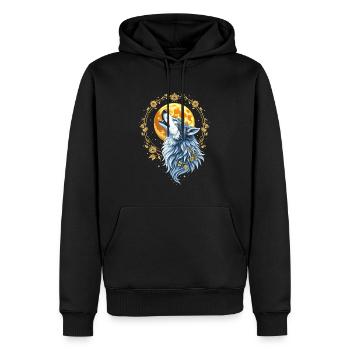 Coeur Ligne Loup - Moon Art - Sweat à capuche Premium bio Homme - noir - Devant - Nico (187cm)