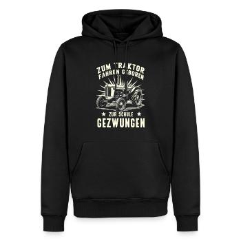 Zum Traktor Fahren Geboren Bauer Witzigen Sprüchen - Männer Premium Bio Hoodie - Schwarz - Vorne - Nico (187cm)
