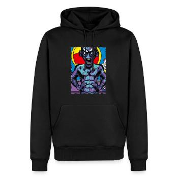 Drôle de zombie fitness Pop Art Design - Sweat à capuche Premium bio Homme - noir - Devant - Nico (187cm)