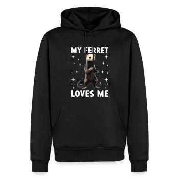Mein Frettchen liebt mich Süßer Frettchen Spruch - Männer Premium Bio Hoodie - Schwarz - Vorne - Nico (187cm)