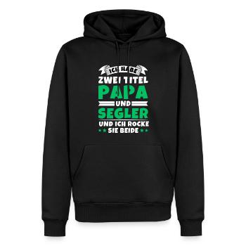 Ich habe 2 Titel Papa und Segler - Männer Premium Bio Hoodie - Schwarz - Vorne - Nico (187cm)