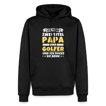 Ich habe 2 Titel Papa und Golfer - Männer Premium Bio Hoodie - Schwarz - Vorne - Nico (187cm)