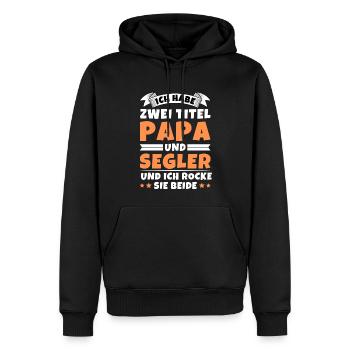 Ich habe 2 Titel Papa und Segler - Männer Premium Bio Hoodie - Schwarz - Vorne - Nico (187cm)