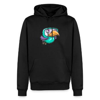 Happy Bird - Männer Premium Bio Hoodie - Schwarz - Vorne - Nico (187cm)