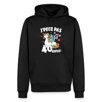 Je Peux Pas J'ai 40 Ans Anniversaire Cadeau - Sweat à capuche Premium bio Homme - noir - Devant - Nico (187cm)