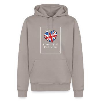 Es lebe der König iii Vereinigtes Königreich - Männer Premium Bio Hoodie - Taupe - Vorne - Nico (187cm)