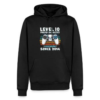10 Geburtstag - Männer Premium Bio Hoodie - Schwarz - Vorne - Nico (187cm)