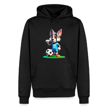 Wolf Soccer 2 - Männer Premium Bio Hoodie - Schwarz - Vorne - Nico (187cm)