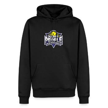 Pickleball Shirt: Happy People Play Pickleball - Männer Premium Bio Hoodie - Schwarz - Vorne - Nico (187cm)