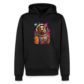 Illustration eines Hundes im Raumanzug - Männer Premium Bio Hoodie - Schwarz - Vorne - Nico (187cm)
