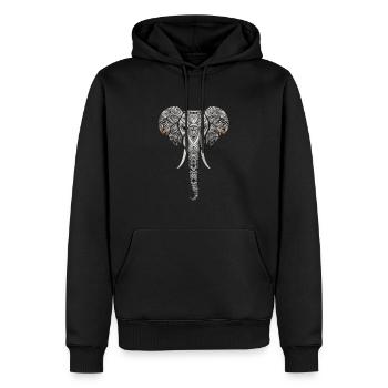 Elephant with African pattern no2 - Men’s Premium Organic Hoodie - black - Front - Nico (187cm)