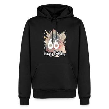 Geburtstag 66 Jahre Splash Grunge Neon Farbklecks - Männer Premium Bio Hoodie - Schwarz - Vorne - Nico (187cm)