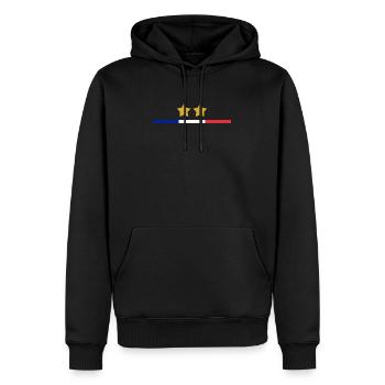Jeu de drapeau de champion du monde de football de France - Sweat à capuche Premium bio Homme - noir - Devant - Nico (187cm)
