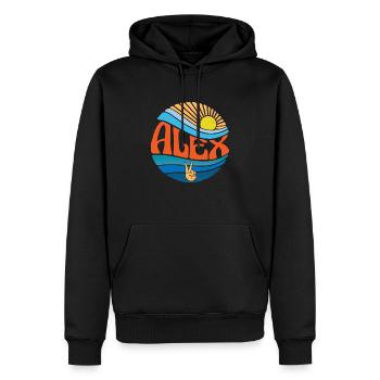 Alex Chemise Vintage Sunset Alex Groovy Tie Dye - Sweat à capuche Premium bio Homme - noir - Devant - Nico (187cm)