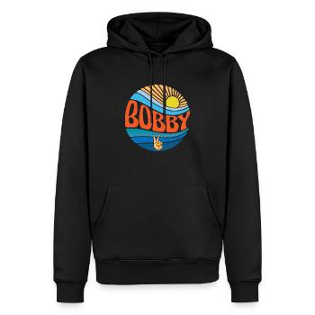 Bobby Shirt Vintage Sunset Bobby Groovy Tie Dye - Sweat à capuche Premium bio Homme - noir - Devant - Nico (187cm)