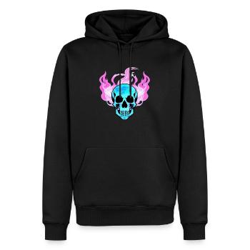 Fire Skull Smoke Pink Skeleton Flames 7 - Men’s Premium Organic Hoodie - black - Front - Nico (187cm)