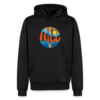 Hill Hemd Vintage Sunset Hill Groovy Tie Dye - Männer Premium Bio Hoodie - Schwarz - Vorne - Nico (187cm)