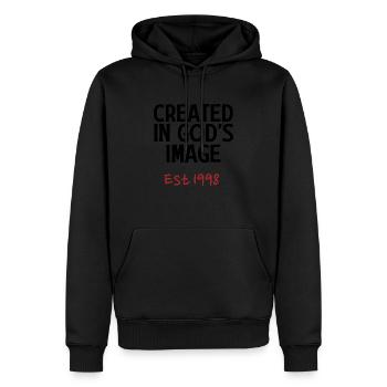 Créé à l’image de Dieu est 1998 - Sweat à capuche Premium bio Homme - noir - Devant - Nico (187cm)