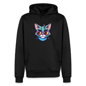 Chat cool avec des lunettes de soleil - Sweat à capuche Premium bio Homme - noir - Devant - Nico (187cm)