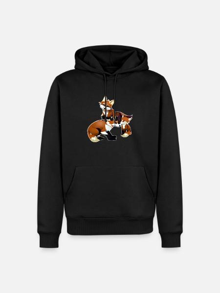 fox with young - Men’s Premium Organic Hoodie - black