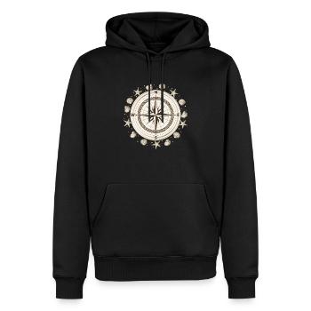 Compass Maritime Shells Voyage - Sweat à capuche Premium bio Homme - noir - Devant - Nico (187cm)