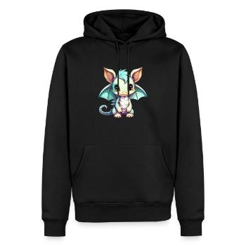 Dragon Kawaii Dessin - Sweat à capuche Premium bio Homme - noir - Devant - Nico (187cm)