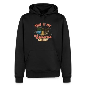 This is my Sauna shirt Spa Massage Banja Saunaclub - Männer Premium Bio Hoodie - Schwarz - Vorne - Nico (187cm)