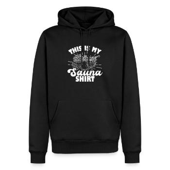 This is my Sauna shirt Spa Massage Banja Saunaclub - Männer Premium Bio Hoodie - Schwarz - Vorne - Nico (187cm)