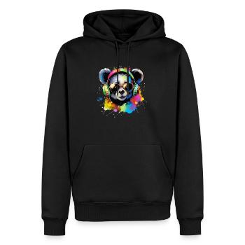 Süßer Baby Pandabär mit Headset Geschenk Bär - Männer Premium Bio Hoodie - Schwarz - Vorne - Nico (187cm)
