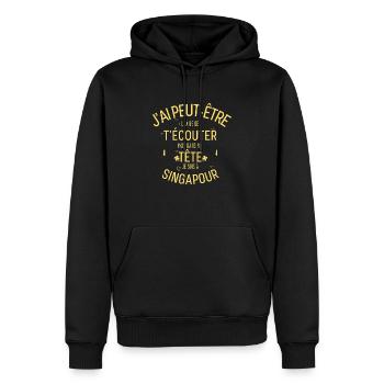 Dans ma Tête je suis à Singapour - Sweat à capuche Premium bio Homme - noir - Devant - Nico (187cm)