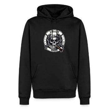 Crâne d’astronome - Sweat à capuche Premium bio Homme - noir - Devant - Nico (187cm)