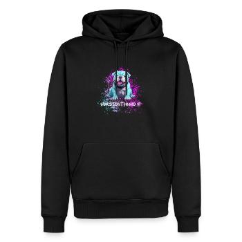 Attention chien mignon chien bleu est joyeux - Sweat à capuche Premium bio Homme - noir - Devant - Nico (187cm)