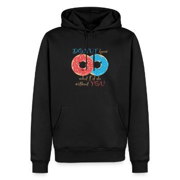 Saint-Valentin : les beignets amoureux - Sweat à capuche Premium bio Homme - noir - Devant - Nico (187cm)
