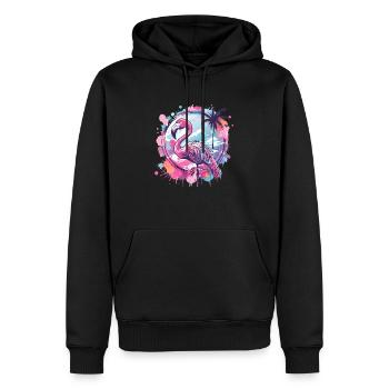 Flamingo - Männer Premium Bio Hoodie - Schwarz - Vorne - Nico (187cm)